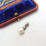 Sterling Silver Pearl Drop Charm Pendant Vintage c1970