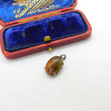 Victorian Sterling Silver Cabochon Moss Agate Drop Pendant Antique c1890