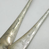 Victorian Pair of Silver Plated Berry Pattern Dessert Serving Spoons Antique