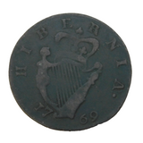 King George III Irish Half Penny Hibernia Coin Fair Condition Antique 1769