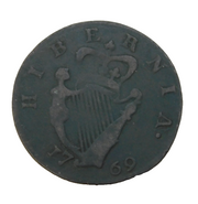 King George III Irish Half Penny Hibernia Coin Fair Condition Antique 1769