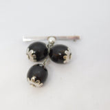 Sterling Silver & Mounted Betel Nut Drop Bar Brooch Antique c1920 Art Deco