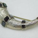 Victorian Scottish Sterling Silver & Agate Large Dirk Brooch Antique c1860s