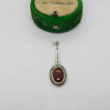 Sterling Silver Carnelian Drop Charm Pendant Vintage c1970