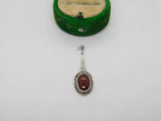 Sterling Silver Carnelian Drop Charm Pendant Vintage c1970