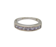Sterling Silver Lavender CZ Half Eternity Band Ring Modern c1990 Size Q 1/2
