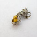 Sterling Silver Enamel Chick in the Egg Opening Charm Pendant Vintage c1970s
