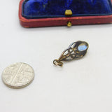 Sterling Silver Cabochon Moonstone Drop Charm Pendant Vintage c1970