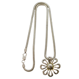 Sterling Silver Floral Pattern Pendant Necklace Vintage c1980s