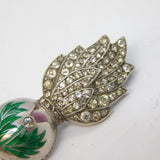 WWII Sterling Silver, Paste & Enamel Scottish Royal Artillery Brooch Antique