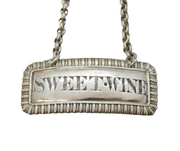 George III Sterling Silver 'Sweet Wine' Decanter Label Antique c1820s London