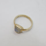 Sterling Silver Square Cabochon Moonstone Dress Ring Vintage c1970 Size N 1/2