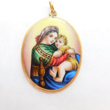 19th Century Austro-Hungarian 14ct Gold Mounted Enamel Religious Pendant Antique