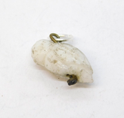 20th Century Carved White Glass Owl Charm Pendant Antique c1920 Art Deco