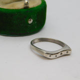 Sterling Silver Diamond Set Wavy Ring Vintage c1970 Size O 1/2