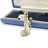Sterling Silver Victorian Candlestick Phone Charm Pendant Vintage c1970