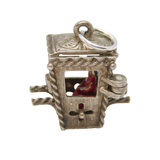 Sterling Silver Sedan Chair With Figure & Opening Door Charm Vintage c1970