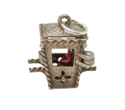 Sterling Silver Sedan Chair With Figure & Opening Door Charm Vintage c1970