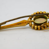 Edwardian 15ct Yellow Gold, Cabochon White Opal & Pearl Brooch Antique c1910