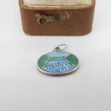 Sterling Silver Enamel Swallow Falls Charm Pendant Vintage c1970