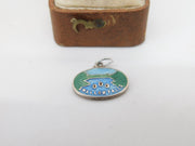 Sterling Silver Enamel Swallow Falls Charm Pendant Vintage c1970