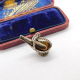 Sterling Silver Champagne in a Gift Basket Charm Pendant Vintage c1970