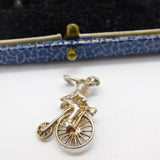 Sterling Silver Man Riding a Pennyfarthing Bicycle Charm Pendant Vintage c1970