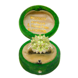 Sterling Silver Multi-Stone Peridot Cluster Dress Ring Vintage c1970 Size O 1/2