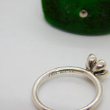 PANDORA Sterling Silver White Enamel Floral Dress Ring Vintage c2000
