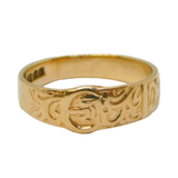 9ct Yellow Gold Sweetheart Buckle Band Ring Vintage 1976 Birmingham