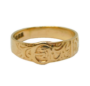 9ct Yellow Gold Sweetheart Buckle Band Ring Vintage 1976 Birmingham
