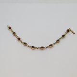 Sterling Silver 10 Cabochon Garnet Linked Studio Bracelet Vintage c1970