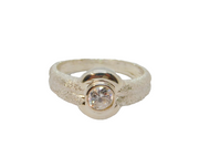 Sterling Silver White Topaz Glittery Textured Band Ring Modern c2000 Size Q 1/2