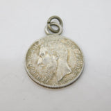 19th Century Sterling Silver Belgian King Leopold II 50 Cs Coin Charm Pendant