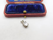 Sterling Silver Diamond Paste Drop Charm Pendant Vintage c1970