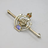 Sterling Silver 'Royal Armoured Corp' Enamel Sweetheart Brooch Antique c1940's