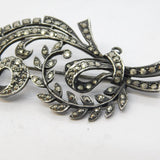 Art Deco Sterling Silver Marcasite Set Floral Spray Brooch Antique c1920s