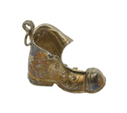 Sterling Silver Patterned Scruffy Boot Charm Pendant Vintage c1970