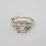 Sterling Silver Graduated Emerald Cut Spinel Ring Vintage c1970 Size Q UK