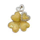 Sterling Silver Carved Faceted Opal Set Shamrock Charm Pendant Vintage c1970s