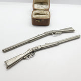 Victorian Pair of White Metal Doll's House Miniature Rifle Ornaments c1890