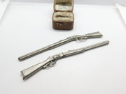 Victorian Pair of White Metal Doll's House Miniature Rifle Ornaments c1890