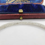 Dainty Sterling Silver Engine Turned Christening Bangle 1949 Antique Art Deco