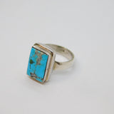 Sterling Silver Natural Turquoise Studio Style Ring Vintage c1990 Size N 1/2