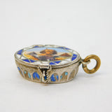 Egyptian .800 Standard Silver & Enamel Moses Basket Pendant Antique Art Deco