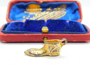 Victorian Gold Gilded Nickel 'Lucky Boot' Charm Antique c1860 Early Jewellery