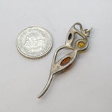 Sterling Silver Baltic Amber Drop Charm Pendant Vintage c1970s