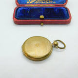 Victorian Yellow Metal Engine Turned Single Locket Fob Pendant Antique c1900