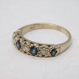 20th Century 18ct White Gold, Diamond & Sapphire Seven-Stone Ring Antique