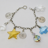 Sterling Silver Eight-Charm Bracelet Glass & Chinese Charms Vintage c1980